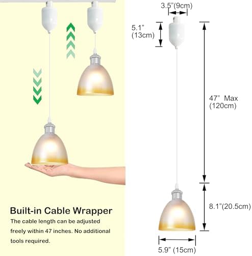 Adjustable H-Type Pendants with Frosted Glass