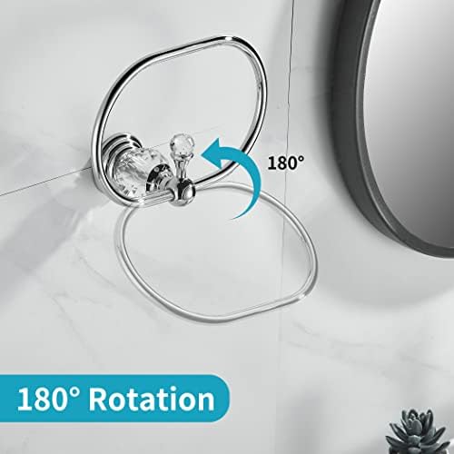 Wolibeer Chrome Towel Ring - Crystal Hand Towel Holder