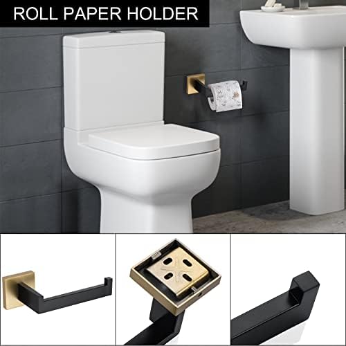 Professional Bathroom Hardware Set Black and Gold