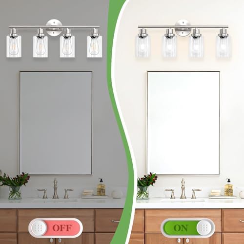 4-Light Brushed Nickel Vanity Light with Clear Glass Shade