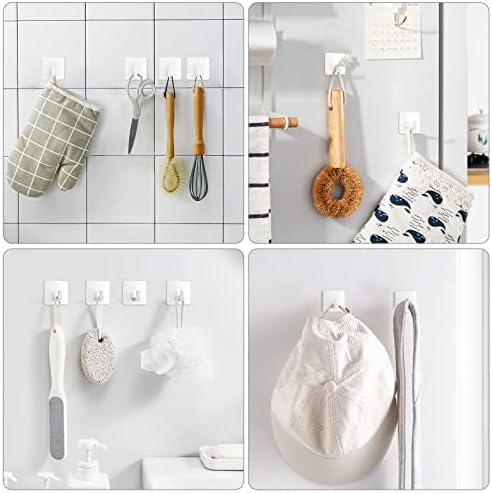 VISV Adhesive Hooks 4 Pcs Waterproof White 2 Strips Included
