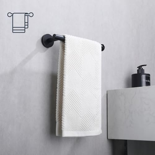 Premium Black Stainless Steel Towel Holder - Durable Bathroom Kitchen Towel Organizer