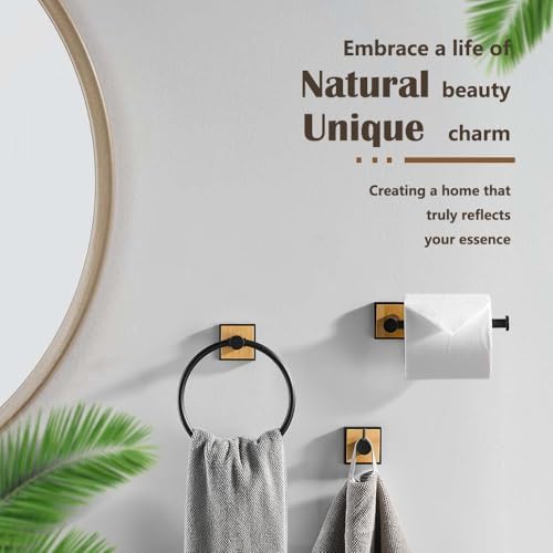 2-Piece Bamboo and 304 Stainless Steel Towel Holder Set