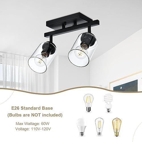 2-Light Black Bathroom Wall Light with Clear Glass Shade