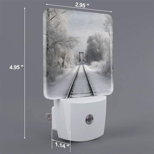 Plug-in LED Night Light Lamp 2 Pack Snowy Train Tracks Design
