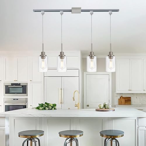 Melucee 4 Packs H Track Pendant Lights Brushed Nickel Ceiling Hanging Lamp