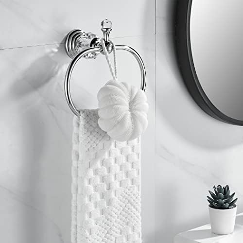 Wolibeer Chrome Towel Ring - Crystal Hand Towel Holder