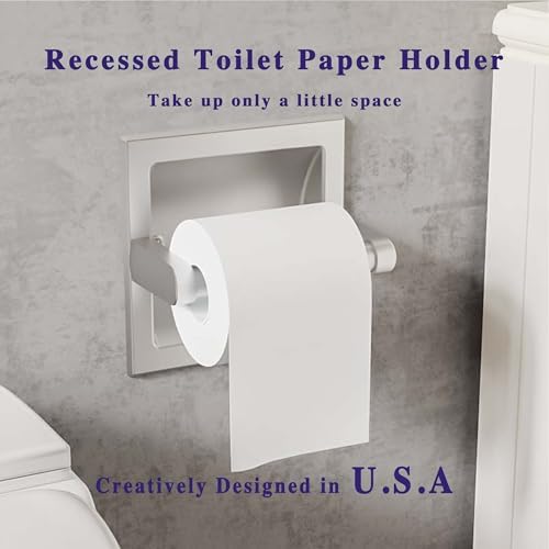 WZKALY Brushed Nickel Recessed Toilet Paper Holder Modern Rust-Resistant