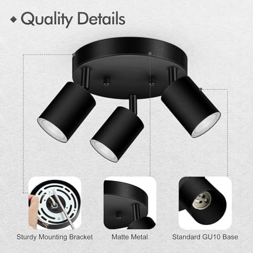 3-Light Track LightingFixture with Matte Black Finish