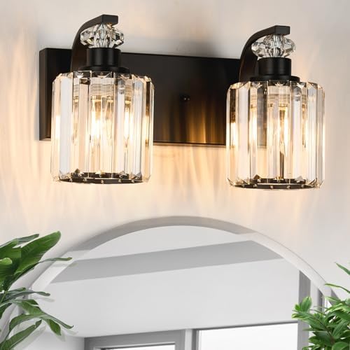 Crystal Vanity Lights with K9 Crystal Shade for Bathroom