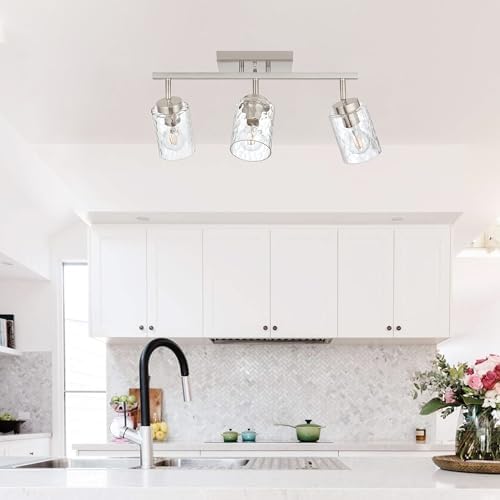 3-Light Track Ceiling Lighting with Hammered Shade