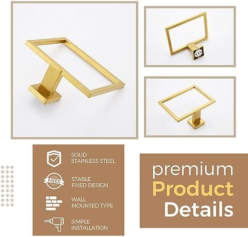 Stylish Stainless Steel Towel Holder - Exclusive Gold Design for Bathroom Kitchen Bedroom