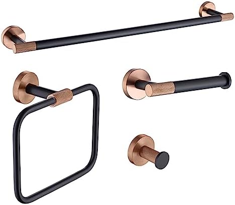Nordic 4-PCS Rose Gold Black Bath Towel Holder