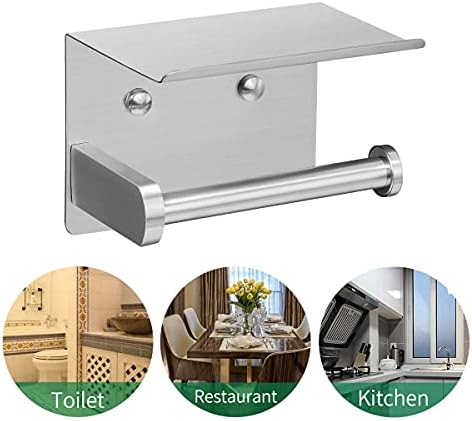 VAEHOLD Self Adhesive Toilet Paper Holder with Phone Shelf