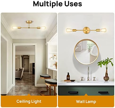 FadimiKoo 2-Light Brushed Brass Wall Sconces for Bathroom
