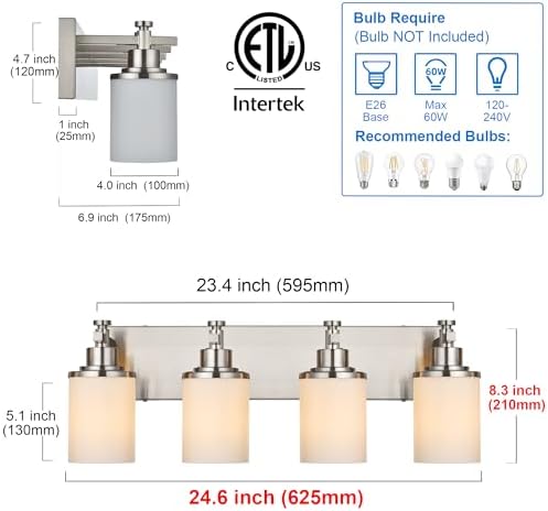 MELUCEE 4-LED Vanity Light with Nickel Finish