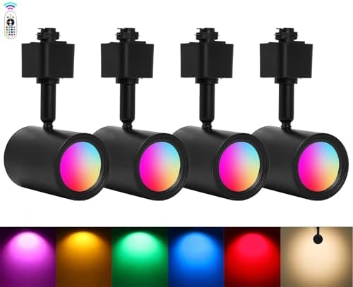 RGB Track Lights with Halo Effect Remote Control Black Track Light Heads 4Pack