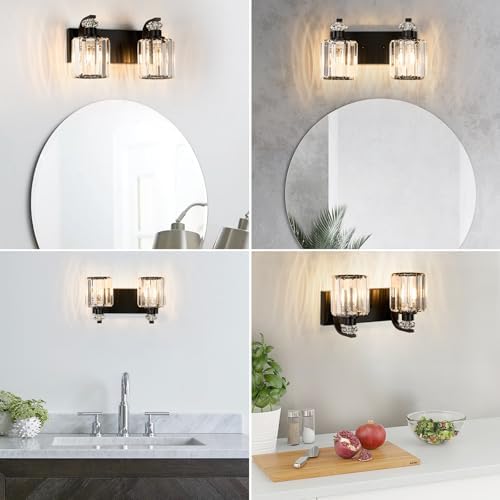 Crystal Vanity Lights with K9 Crystal Shade for Bathroom