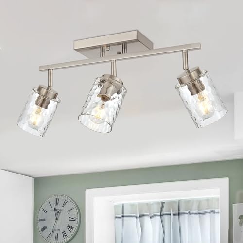 3-Light Track Ceiling Lighting with Hammered Shade