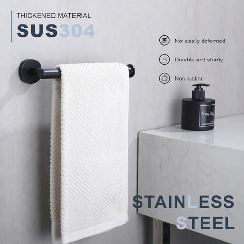 Premium Black Stainless Steel Towel Holder - Durable Bathroom Kitchen Towel Organizer