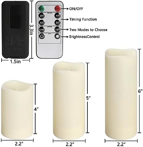 Flameless Pillars with 4 Remote Controllers 24 Realistic Candles