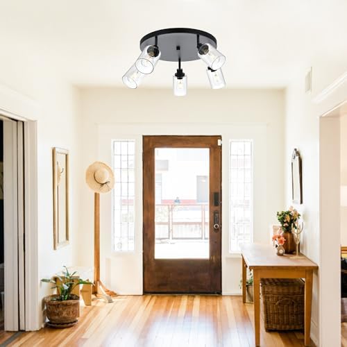Industrial Style 5-Light Semi Flush CeilingFixture Black_finish MultiAngle Lighting