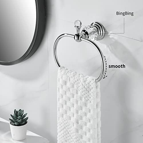 Wolibeer Chrome Towel Ring - Crystal Hand Towel Holder