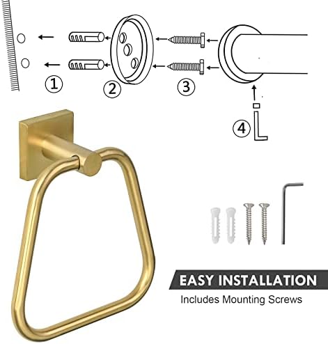 Sturdy Gold-Finish Towel Ring for Efficient Storage
