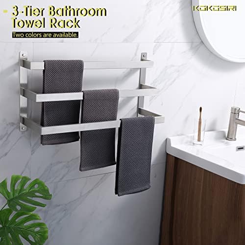 Sturdy Stainless Steel towel Holder with 3 Tiers in Brushed Nickel