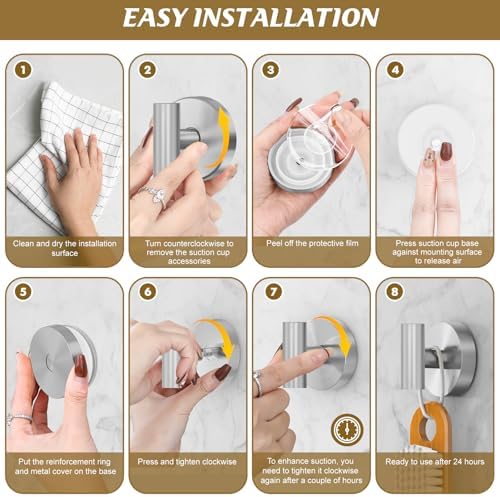 Heavy Duty Shower Suction Cup Hooks Silver