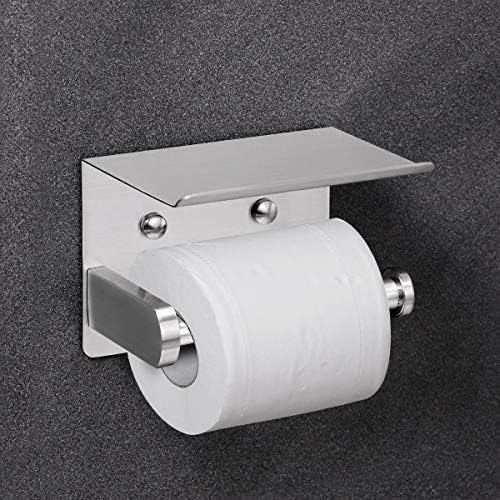 VAEHOLD Self Adhesive Toilet Paper Holder with Phone Shelf