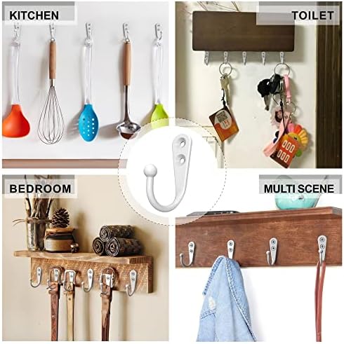 15-Piece White Coat Hooks with 30 Screws