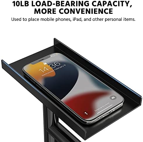Sturdy Black Toilet Paper Holder with Phone Shelf Rust-Resistant Durable