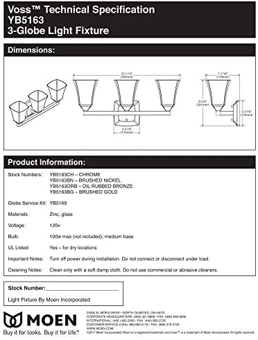 Moen YB5163NL Voss 3-Light Dual-Mount Vanity Light 1