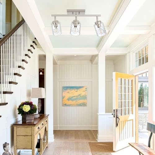 3-Light Track Ceiling Lighting with Hammered Shade
