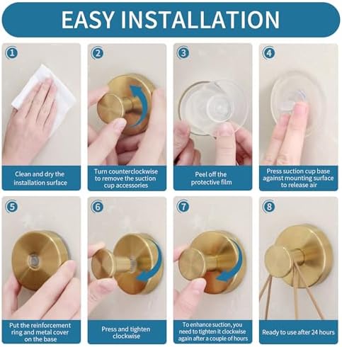 3-Piece Suction Cup Handles for Showers Removable Towel Robe Holders