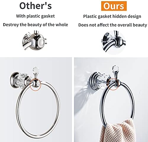 Wolibeer Bling Crystal Towel Holder Polished Chrome Finish