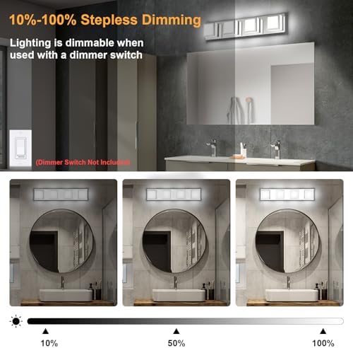 5-CCT Dimmable Chrome Vanity Light for Bathroom