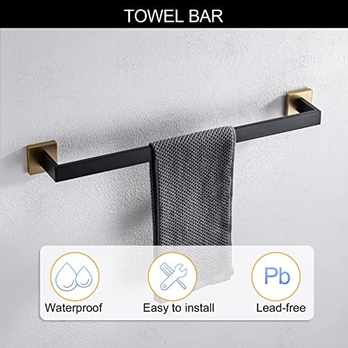 Professional Bathroom Hardware Set Black and Gold