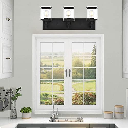 MACELCE 3-Light Bathroom Vanity Light Fixtures with Black Finish