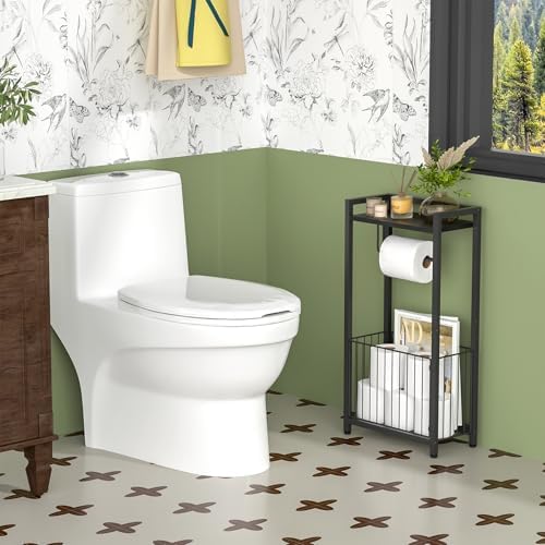 Freestanding Toilet Paper Holder w Storage Shelf