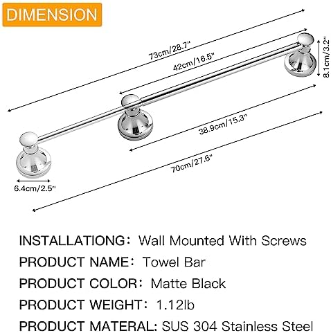 BESy Adjustable Bronze Towel Bar Stainless Steel Polished Chrome Bathroom Hardware