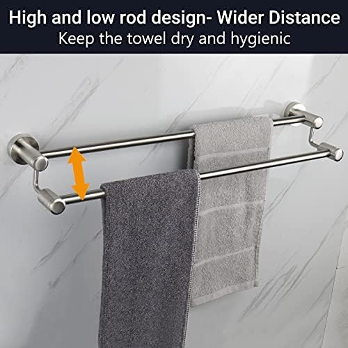 TocTen Double Bath Towel Bar Heavy Duty Stainless Steel Towel Holder