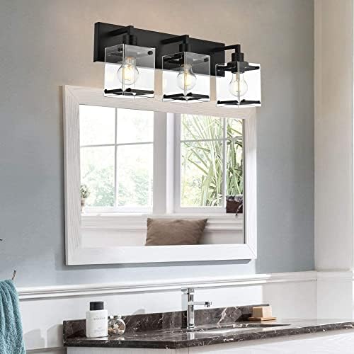MACELCE 3-Light Bathroom Vanity Light Fixtures with Black Finish