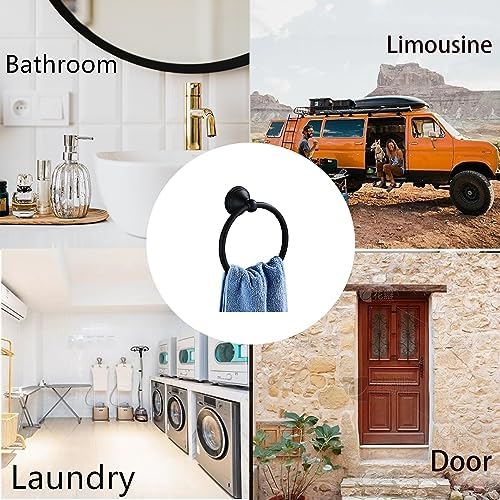 Matte Black Stainless Steel Towel Ring Bathroom Organizer Heavy Duty Storage Solution