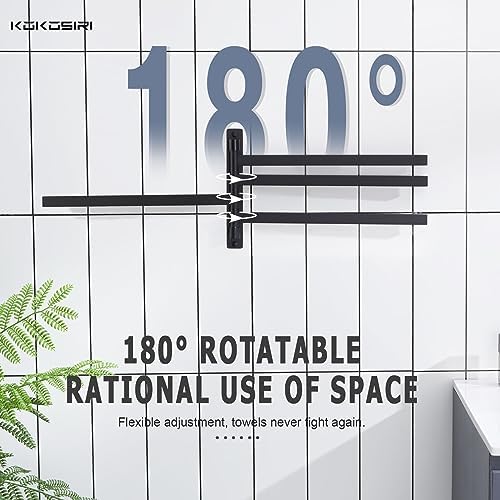 Kokosiri 4-Arm Swivel Towel Bar Matte Black Stainless Steel