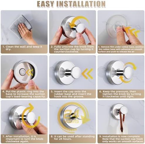 Sleek Suction Cup Hooks for Bathroom Kitchen Use