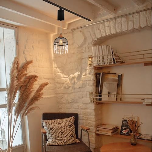 Adjustable Height H-Shape Track Lighting with Crystal Shade