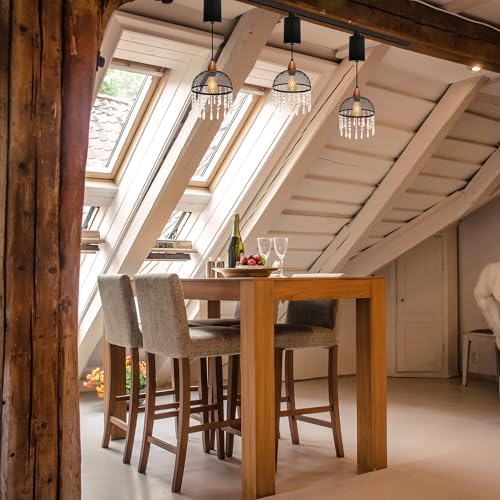 Adjustable Height H-Shape Track Lighting with Crystal Shade