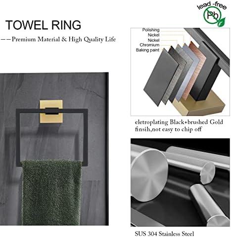 Professional Bathroom Hardware Set Black and Gold